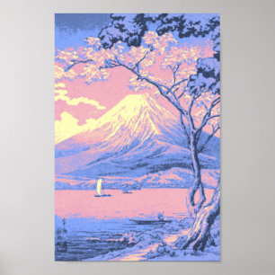 Pink and Purple Mt. Fuji from Lake Yamanaka Poster