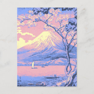 Pink and Purple Mt. Fuji from Lake Yamanaka Poster Postcard