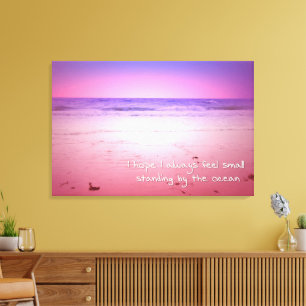 Pink and Purple Ocean Sunset with quote Canvas Print