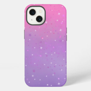 Pink and Purple Ombre Gradient with Stars iPhone 13 Case