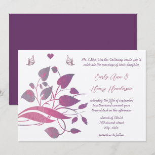 Pink and Purple Orchid Floral Wedding Invites