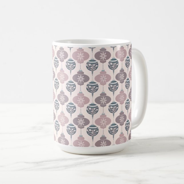 Pink and Purple Ornament Christmas coffee mug (Front Right)