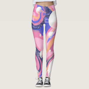 Pink And Purple Outer Space Swirl Abstract Leggings