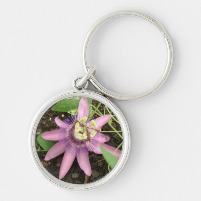Pink and Purple Passionflower Keychain (Front)