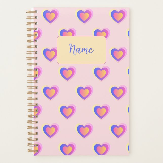 Pink and Purple Pastel Hearts Planner (Front)