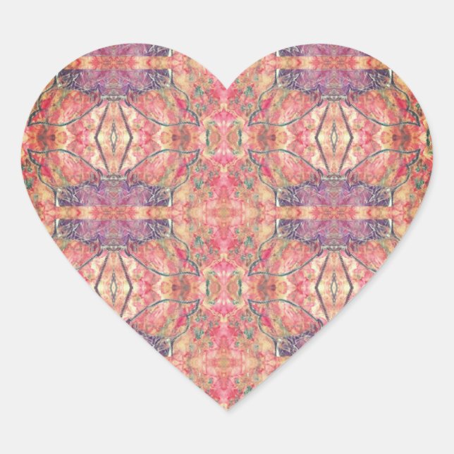 Pink and purple pattern heart sticker (Front)