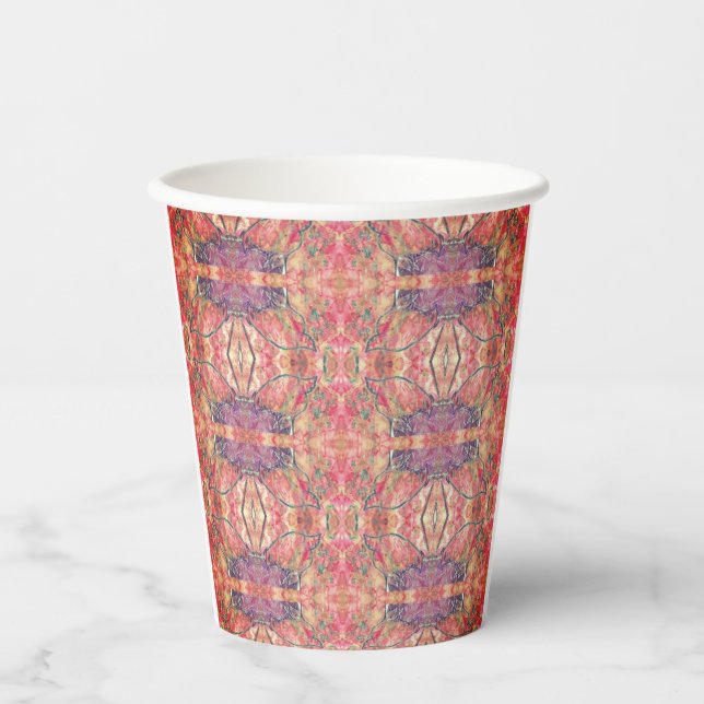 Pink and purple pattern paper cups (Front)