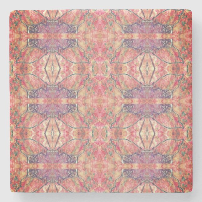 Pink and purple pattern stone coaster (Front)