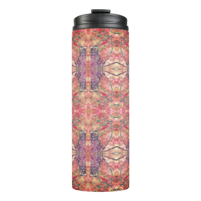 Pink and purple pattern thermal tumbler (Front)