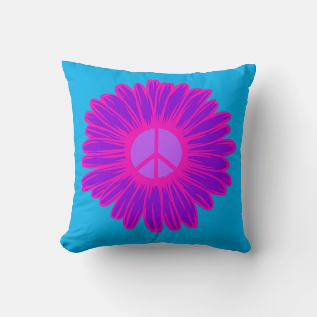 Pink And Purple Peace Daisy  Cushion (Front)