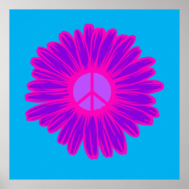 Pink And Purple Peace Daisy Poster (Front)