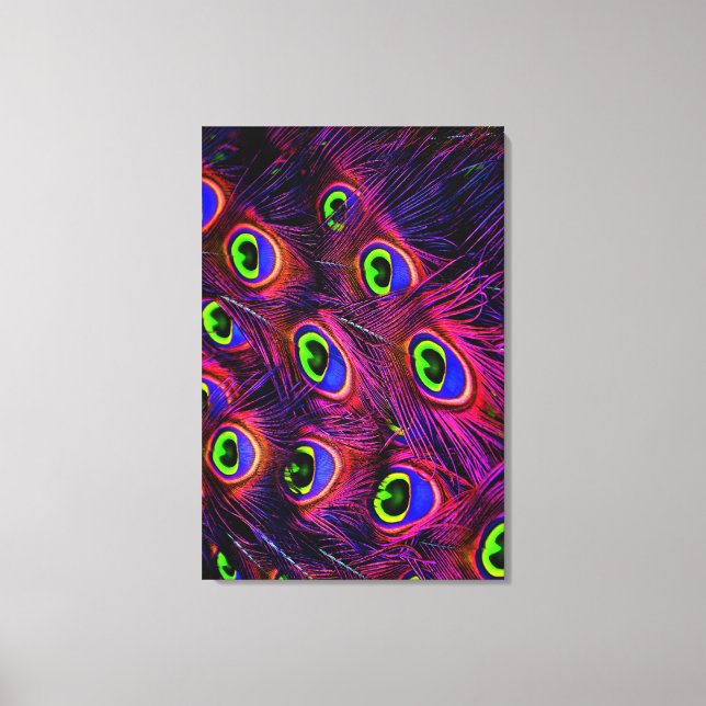 Pink and purple peacock feather texture design canvas print (Front)