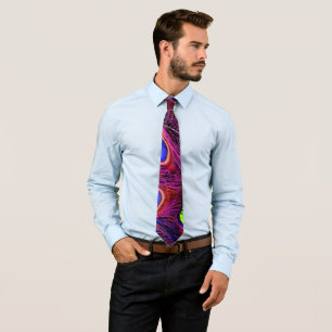 Pink and purple peacock feather texture design tie