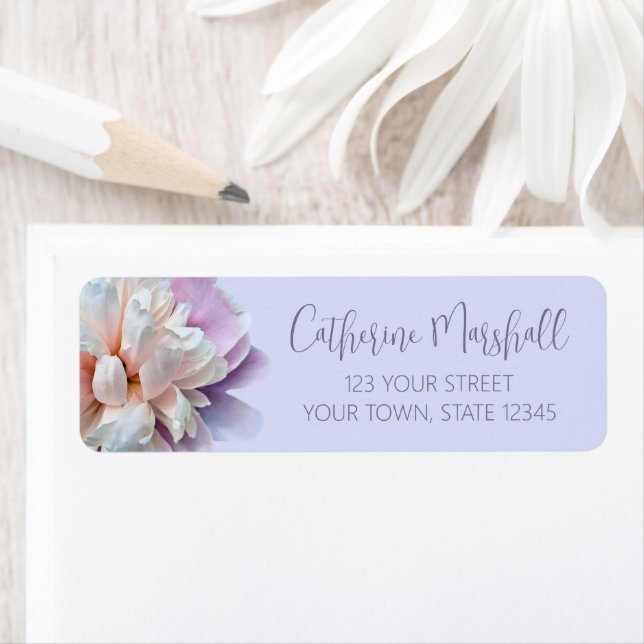 Pink and Purple Peony Light Blue Return Address (Insitu)