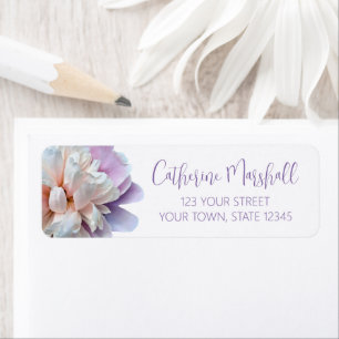 Pink and Purple Peony White Return Address