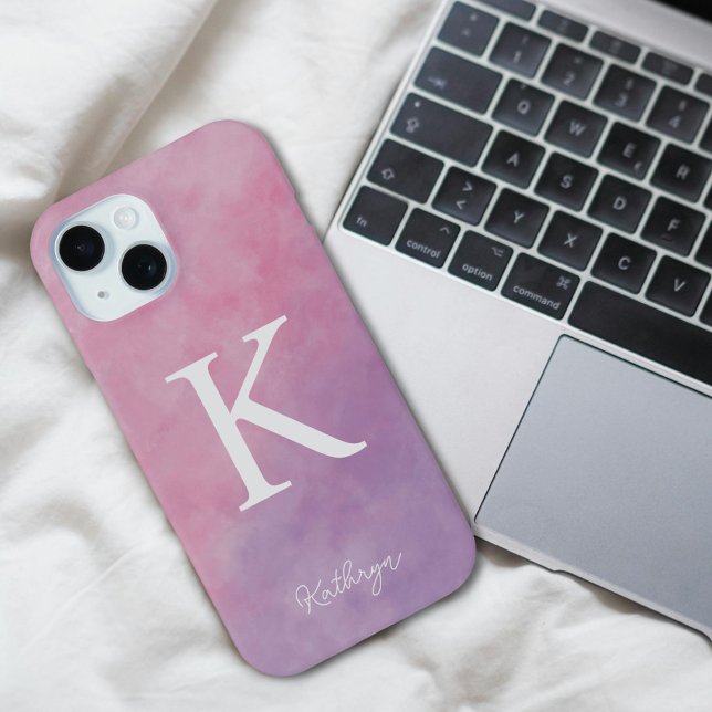Pink And Purple Personalised Monogram   Case-Mate iPhone Case (Creator Uploaded)
