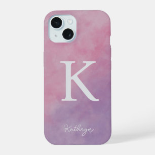Pink And Purple Personalised Monogram iPhone 15 Case