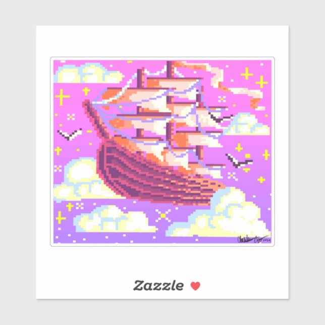 Pink and purple Pixel flying ship  (Sheet)