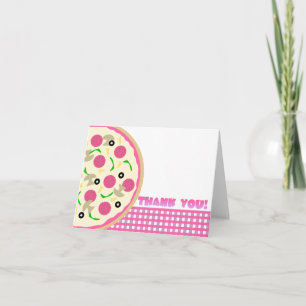 Pink and Purple Pizza Party Thank You Note Card