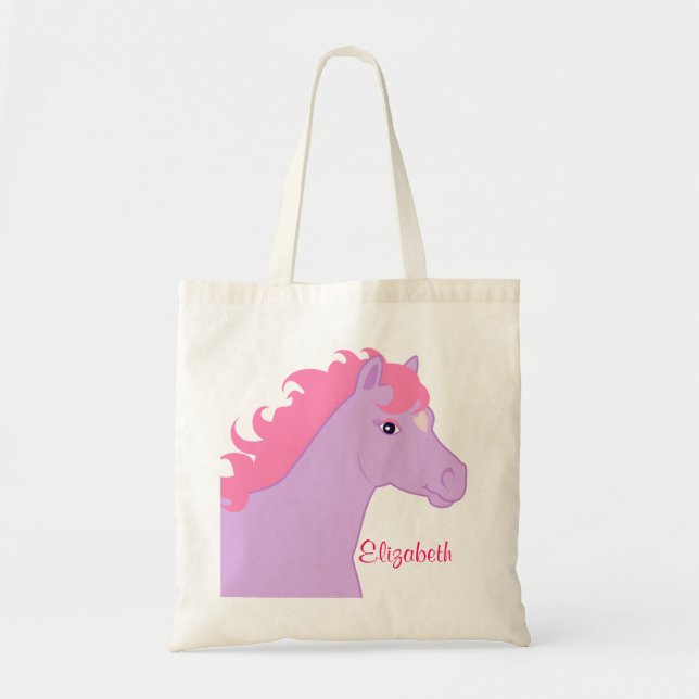 Pink and Purple Pony Personalised Bag (Front)