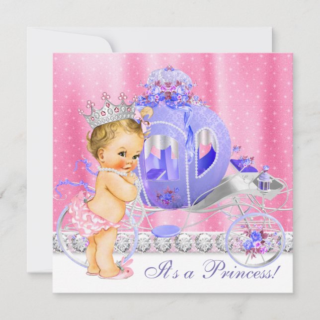 Pink and Purple Princess Baby Shower Invitation (Front)