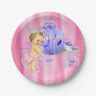 Pink and Purple Princess Baby Shower Paper Plate