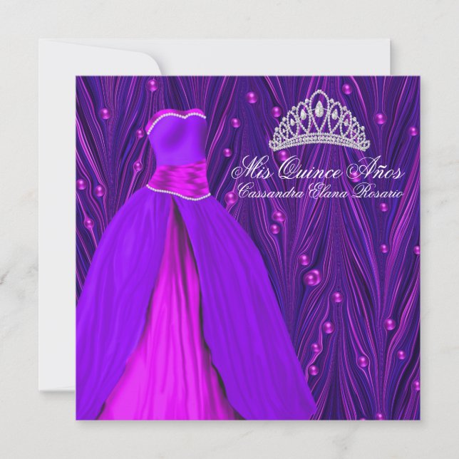 Pink and Purple Quinceanera Invitation (Front)