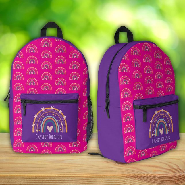 Pink and purple rainbow kids  printed backpack (Creator Uploaded)