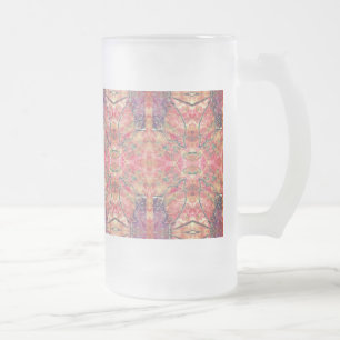 Pink and purple repetitive pattern frosted glass beer mug