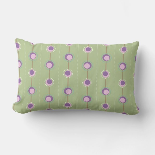 Pink and Purple Retro Circles Lumbar Cushion (Front)