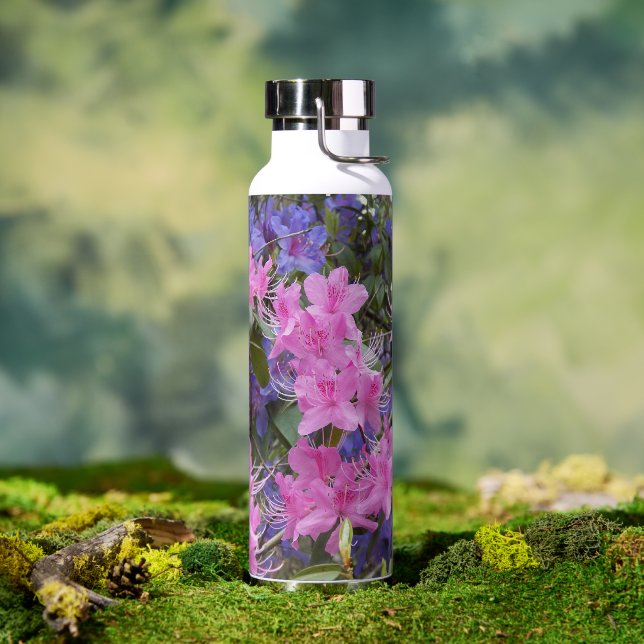 Pink and Purple Rhododendrons Floral Water Bottle (Outdoor)