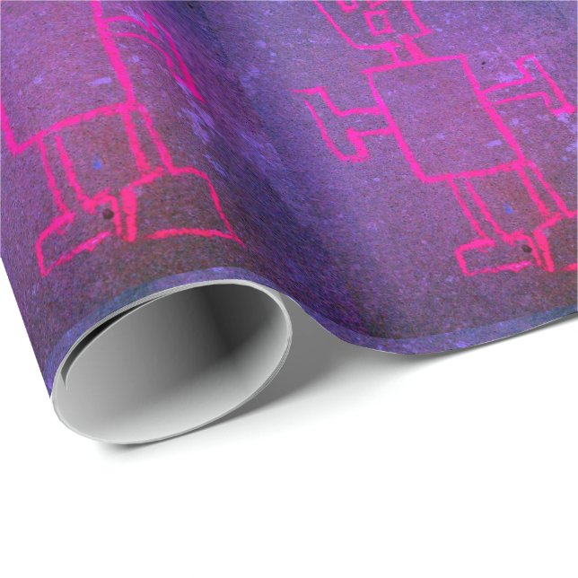 Pink and Purple Robot Wrapping Paper (Roll Corner)