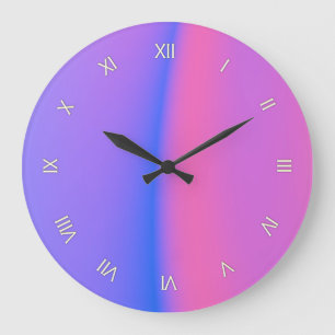 Pink and Purple Roman Numeral Wall Clock