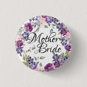 Pink and Purple Rose Floral Mother of the Bride 3 Cm Round Badge