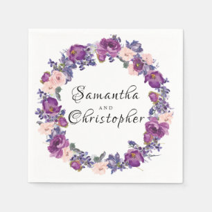 Pink and Purple  Rose Floral Personalised Napkin