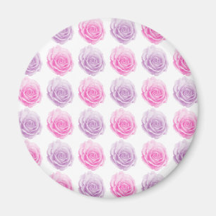 Pink and purple roses floral pattern magnet