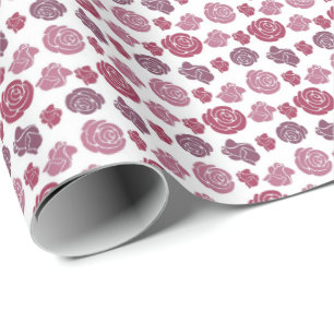 Pink and Purple Roses Pattern Wrapping Paper