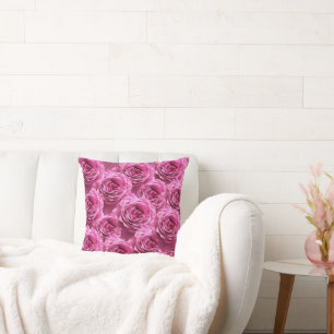 Pink and purple roses patterns cushion