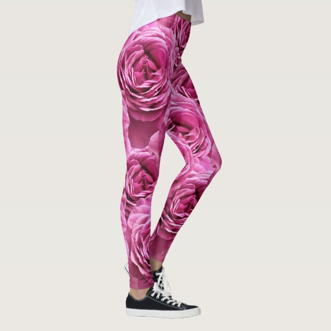 Pink and purple roses patterns leggings (Right)