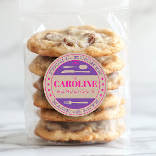 Pink and Purple Rustic Made With Love Food Gift Classic Round Sticker
