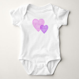 Pink and Purple Scribbleprint Hearts Baby Bodysuit