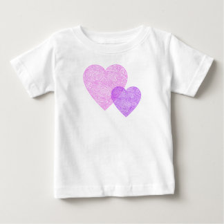 Pink and Purple Scribbleprint Hearts Baby T-Shirt
