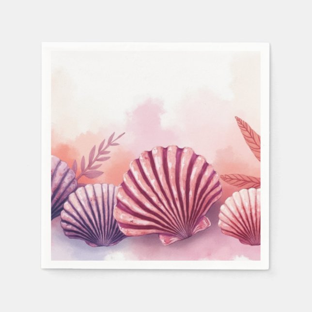 Pink And Purple Seashells  Napkin (Front)