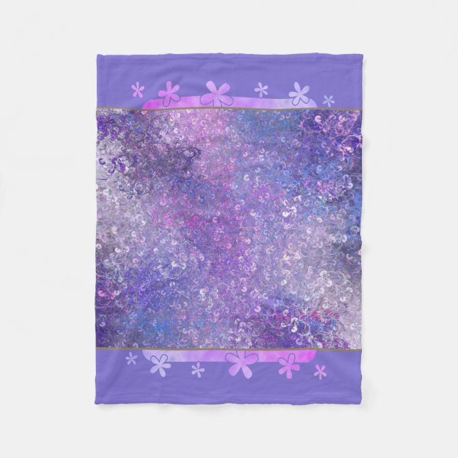 Pink And Purple Sequins Bling Fleece Blanket (Front)
