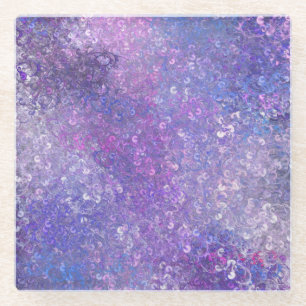 Pink And Purple Sequins Bling  Glass Coaster