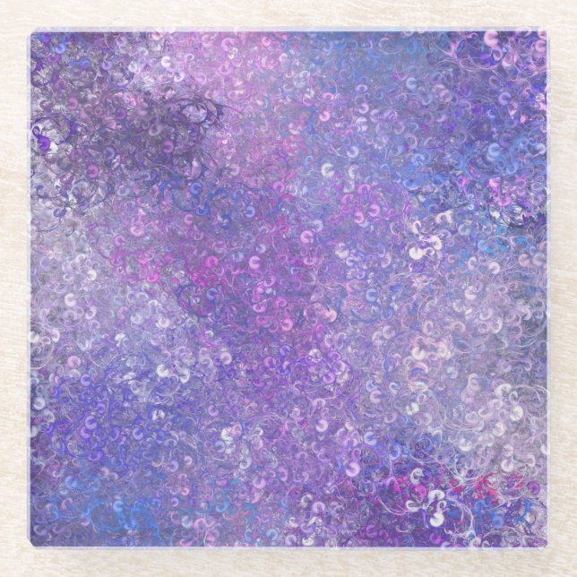 Pink And Purple Sequins Bling  Glass Coaster (Front)