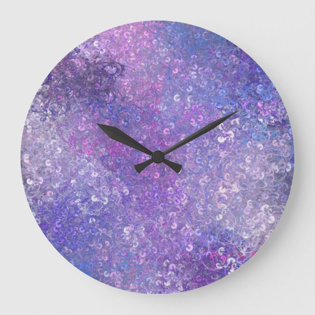 Pink And Purple Sequins Bling  Large Clock (Front)