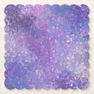 Pink And Purple Sequins Bling  Paper Coaster