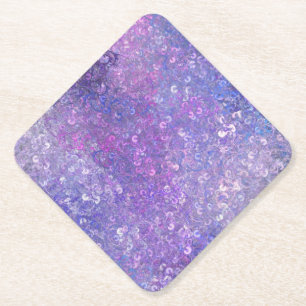 Pink And Purple Sequins Bling Paper Coaster
