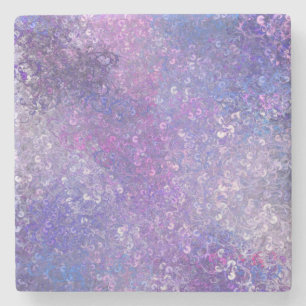 Pink And Purple Sequins Bling Stone Coaster